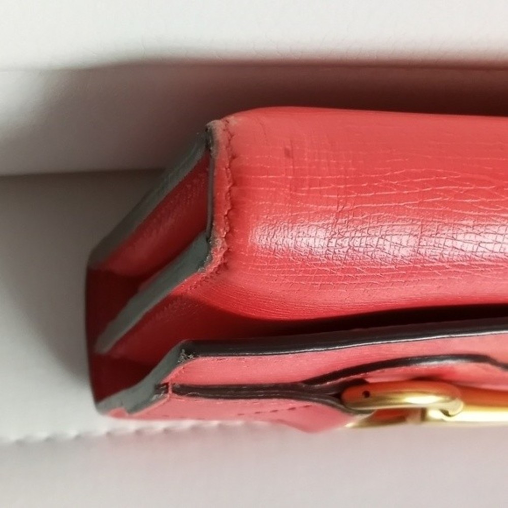 Gucci Red/Orange Leather Horse bit long wallet Authentic w/Chain & insert - Picture 14 of 15